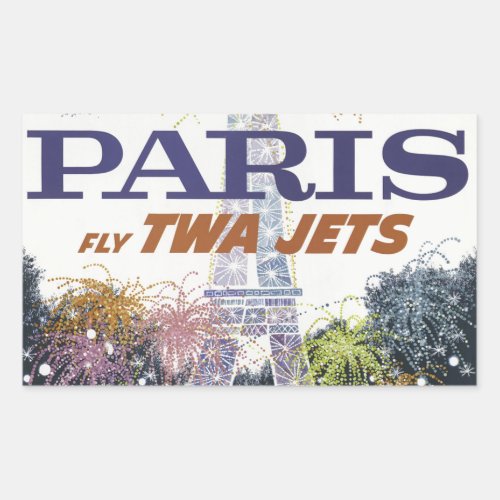 Vintage Eiffel Tower Paris Air Travel Rectangular Sticker