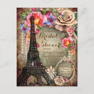 Vintage Eiffel Tower Paris Bridal Shower Invitation