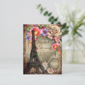 Vintage Eiffel Tower Paris Bridal Shower Invitation (Standing Front)