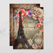 Vintage Eiffel Tower Paris Bridal Shower Invitation (Front/Back)