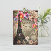 Vintage Eiffel Tower Paris Bridal Shower Invitation (Standing Front)