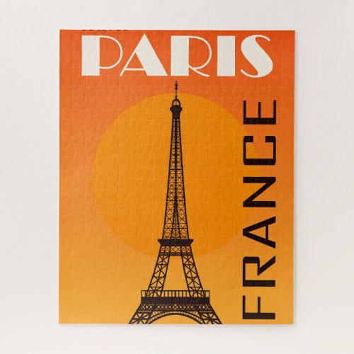 Vintage Eiffel Tower Paris Europe Travel Jigsaw Puzzle