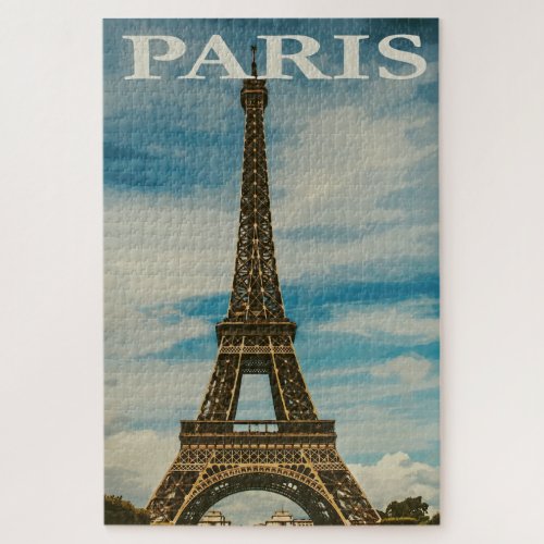 Vintage Eiffel Tower Paris Europe Travel Photo Jigsaw Puzzle