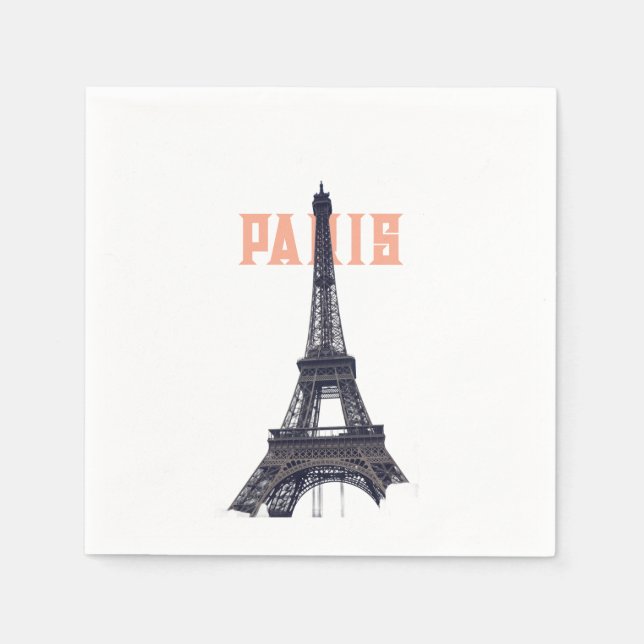 Vintage Eiffel Tower Paris Europe Travel Photo Napkins (Front)