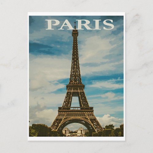 Vintage Eiffel Tower Paris Europe Travel Photo Postcard