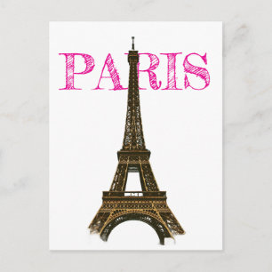 Vintage Eiffel Tower Paris Europe Travel Photo Postcard