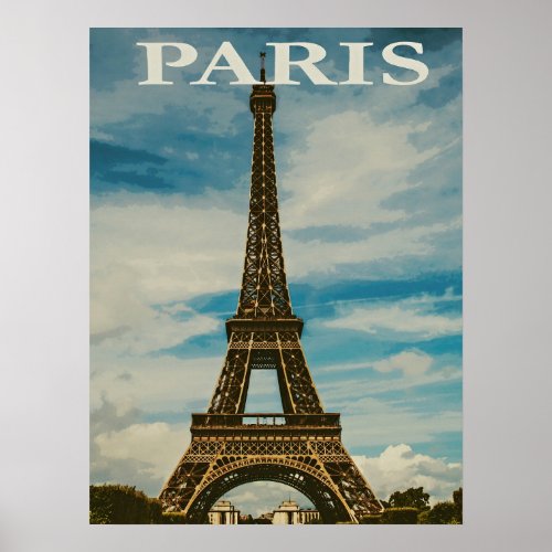 Vintage Eiffel Tower Paris Europe Travel Photo Poster