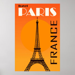 Vintage Eiffel Tower Paris Europe Travel Poster