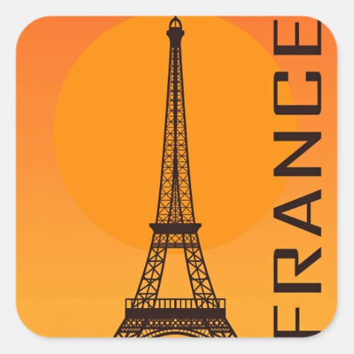 Vintage Eiffel Tower Paris Europe Travel Square Sticker