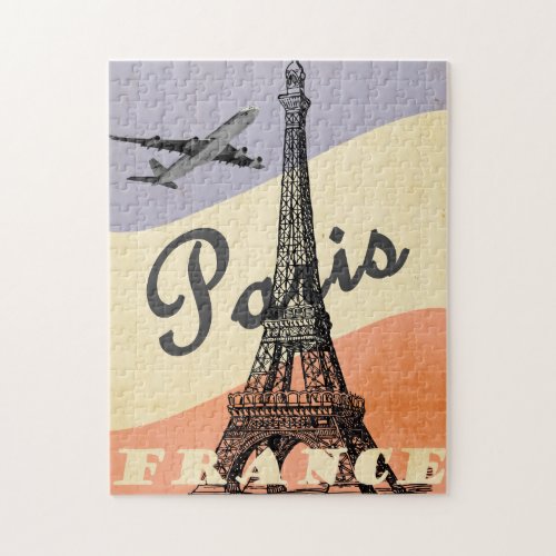 Vintage Eiffel Tower Paris European Air Travel Jigsaw Puzzle