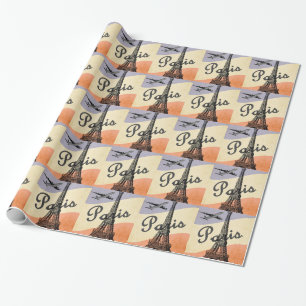 Vintage Eiffel Tower Paris European Air Travel Wrapping Paper