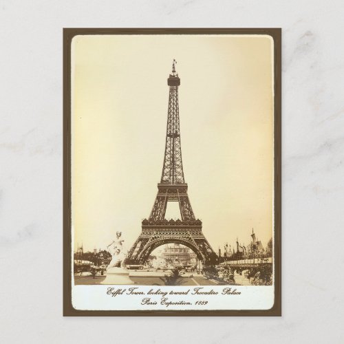 Vintage Eiffel Tower Paris Exhibition 1889 France