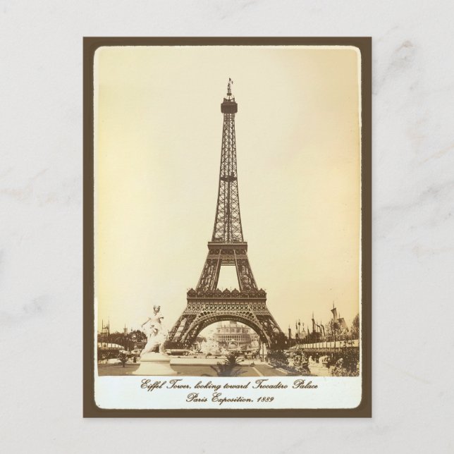 Vintage Eiffel Tower Paris Exhibition 1889 France Postcard (Front)