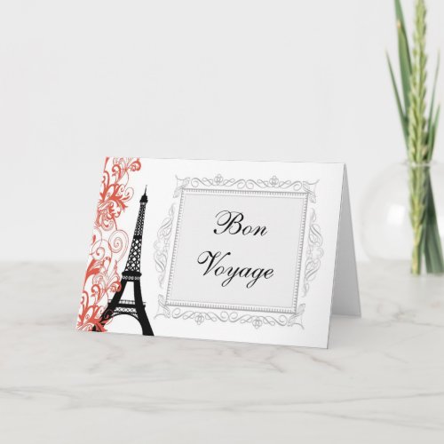 Vintage Eiffel Tower Paris France Bon Voyage Card