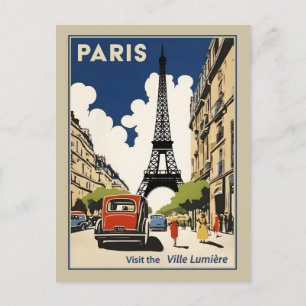 Vintage Eiffel Tower Paris France City of Lights Postcard