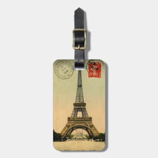 Vintage Eiffel Tower Paris France - luggage tag