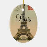 Vintage Eiffel Tower Paris France Postcard Ceramic Ornament at Zazzle