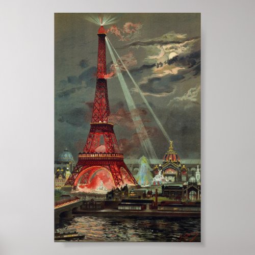 Vintage Eiffel Tower Paris France Poster