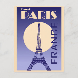 Vintage Eiffel Tower Paris France Retro Postcard