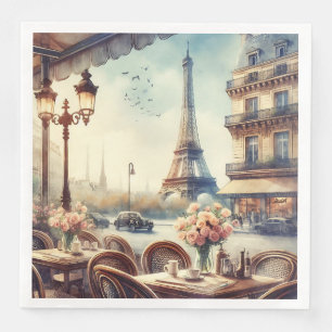 Vintage Eiffel Tower Paris Painting Paper Dinner Napkins
