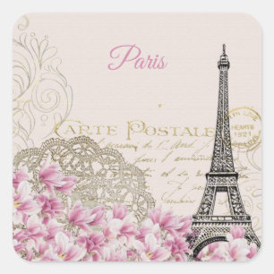 Vintage Eiffel Tower Paris Postcard Square Sticker