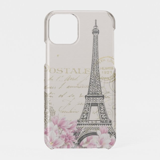 Vintage Eiffel Tower Paris Postcard  Uncommon iPhone Case (Back)
