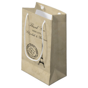 Vintage Eiffel Tower Paris Postmark Wedding Favor Small Gift Bag