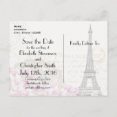 Vintage Eiffel Tower Parisian Style Save The Date Announcement Postcard (Back)