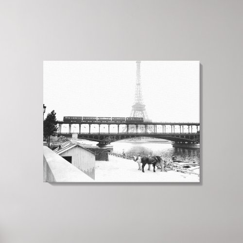 Vintage Eiffel Tower photo Paris France 1800s Canvas Print