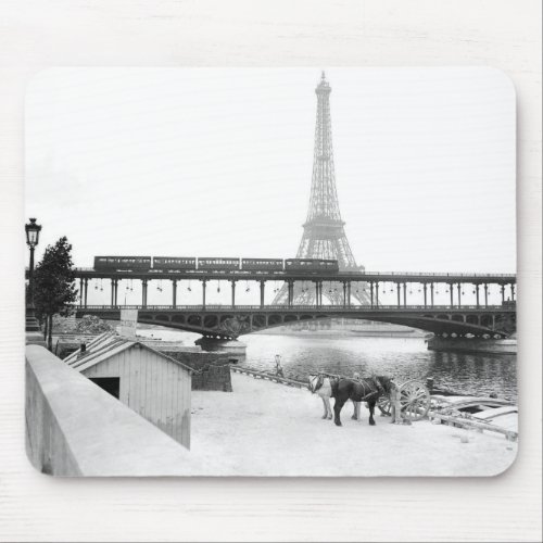 Vintage Eiffel Tower photo Paris France 1800s Mouse Pad