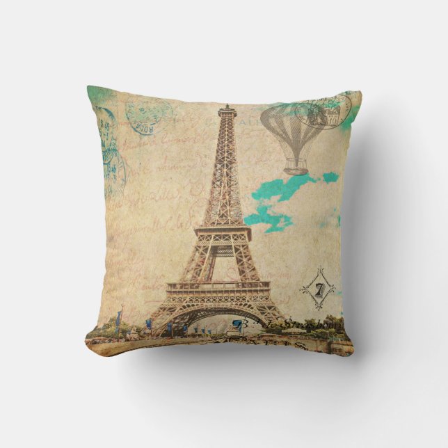 Vintage Eiffel Tower Pillow (Front)