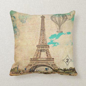Vintage Eiffel Tower Pillow by jonicool at Zazzle