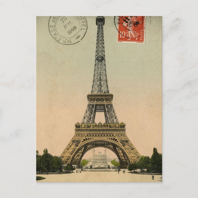 Vintage Eiffel Tower Post Card Design (Front)