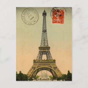 Vintage Eiffel Tower Postcard