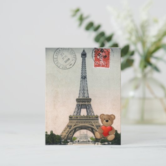 Vintage Eiffel Tower Postcard (Standing Front)