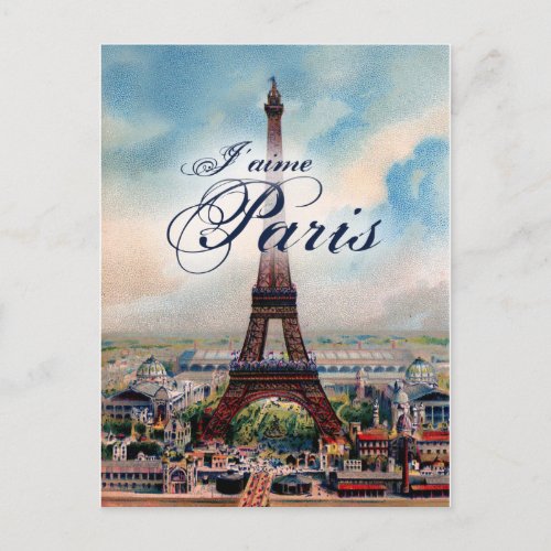Vintage Eiffel Tower Postcard