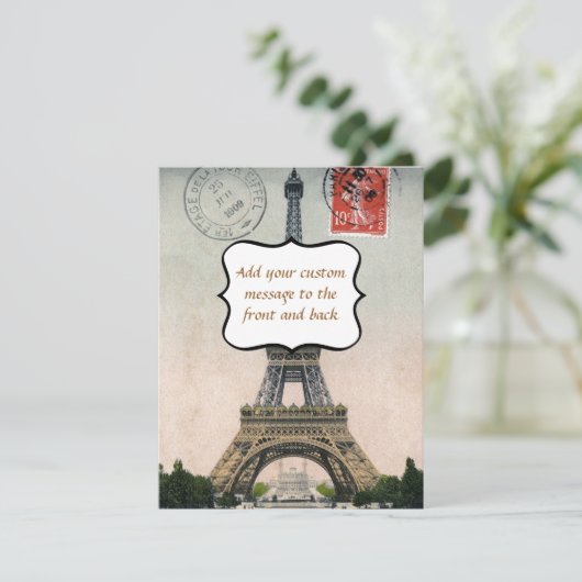 Vintage Eiffel Tower Postcard (Standing Front)