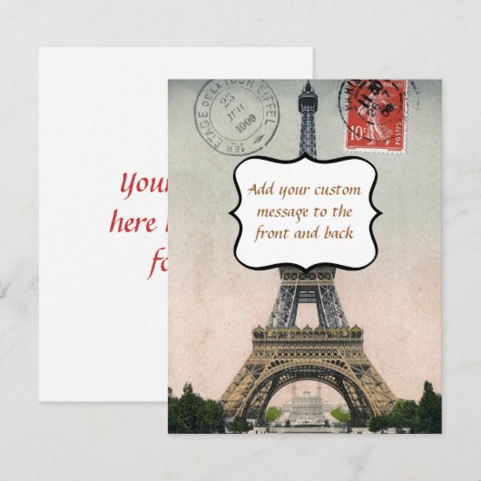 Vintage Eiffel Tower Postcard (Front/Back)