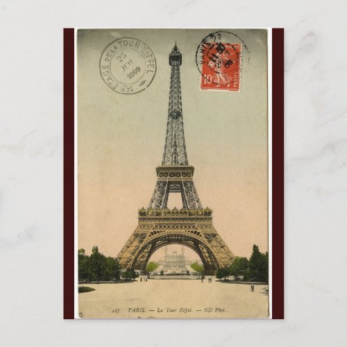 Vintage Eiffel Tower Postcard