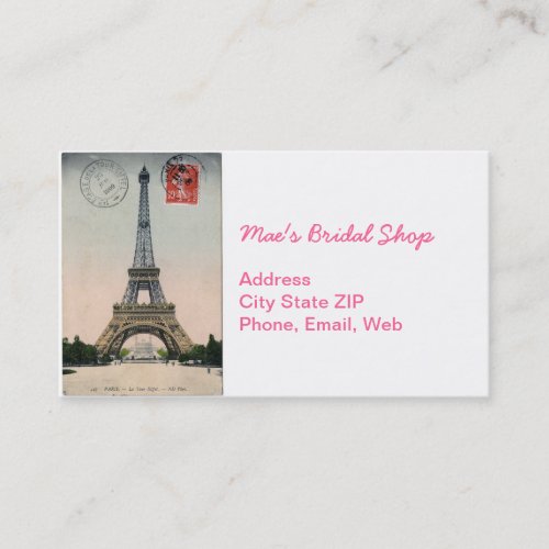 Vintage Eiffel Tower Postcard Business Card