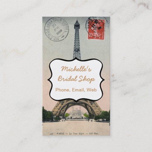 Vintage Eiffel Tower Postcard Business Card