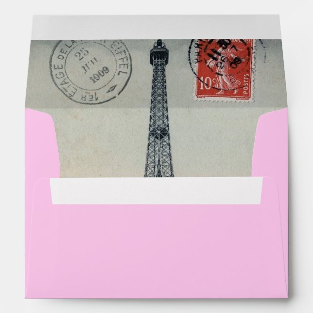 Vintage Eiffel Tower Postcard Envelope (Back (Bottom))