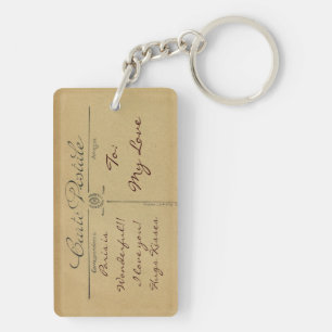 Vintage Eiffel Tower postcard Paris France Keychain