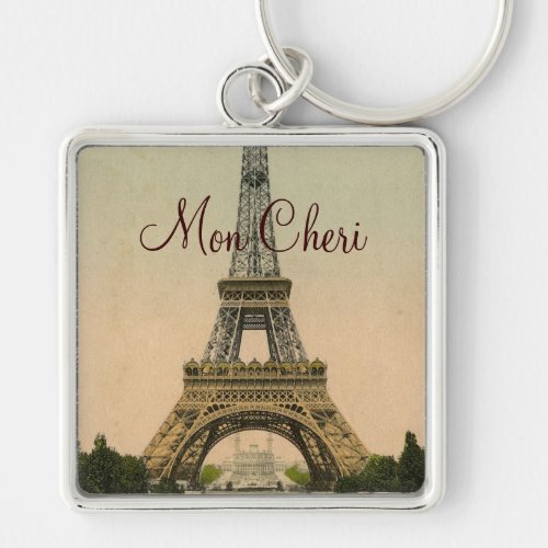 Vintage Eiffel Tower postcard Paris France Keychain