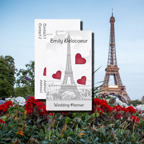 Vintage Eiffel Tower   _ red hearts Business Card