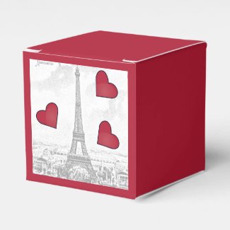 Vintage Eiffel Tower - red hearts  Favor Box