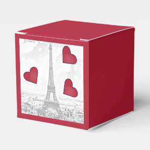 Vintage Eiffel Tower - red hearts  Favor Boxes