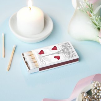 Vintage Eiffel Tower - red hearts Matchboxes