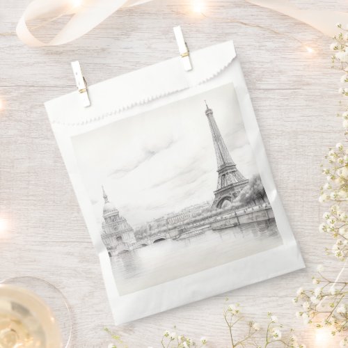 Vintage Eiffel tower sketch Design Favor Bag