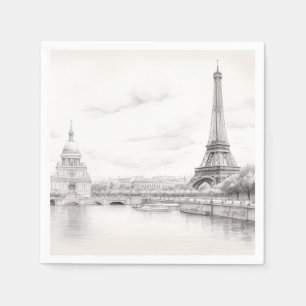 Vintage Eiffel tower, sketch Design Napkins